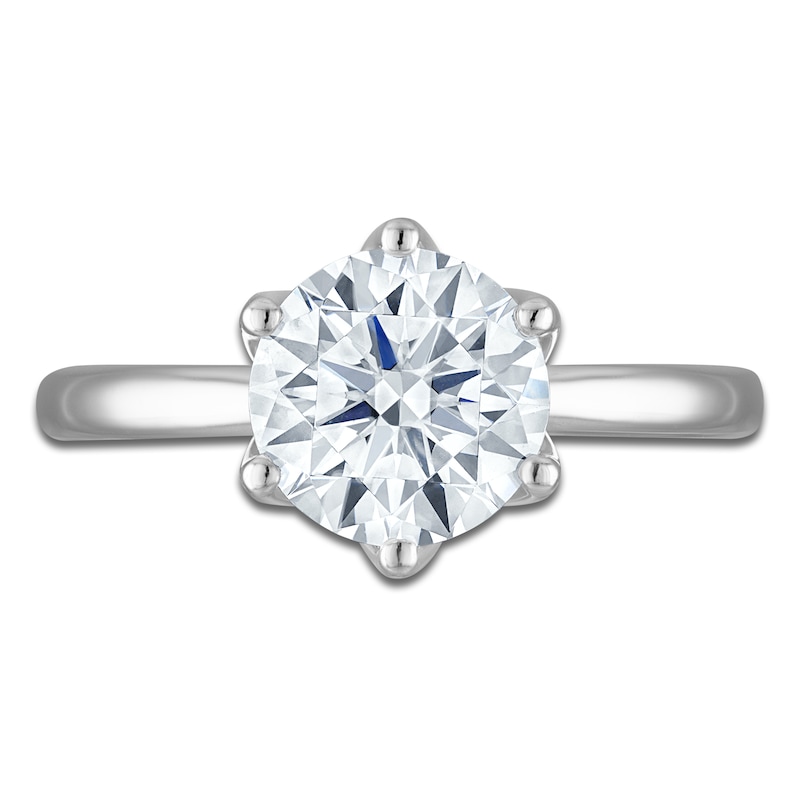 Main Image 3 of Round-Cut Lab-Grown Diamond Solitaire Plus Engagement Ring 2 ct tw Platinum (VS2/F)