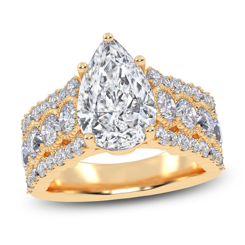 Main Image 1 of Pear-Shaped Created By Jared Studio Lab-Grown Diamond Engagement Ring 3-3/4 ct tw 14K Yellow Gold