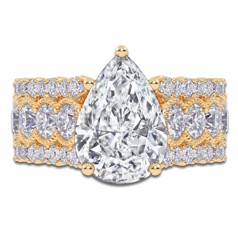 Main Image 3 of Pear-Shaped Created By Jared Studio Lab-Grown Diamond Engagement Ring 3-3/4 ct tw 14K Yellow Gold
