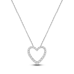 Lab-Grown Diamond Heart Outline Necklace 1/2 ct tw 14K White Gold 18"