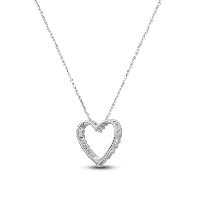 Main Image 4 of Lab-Grown Diamond Heart Outline Necklace 1/2 ct tw 14K White Gold 18"
