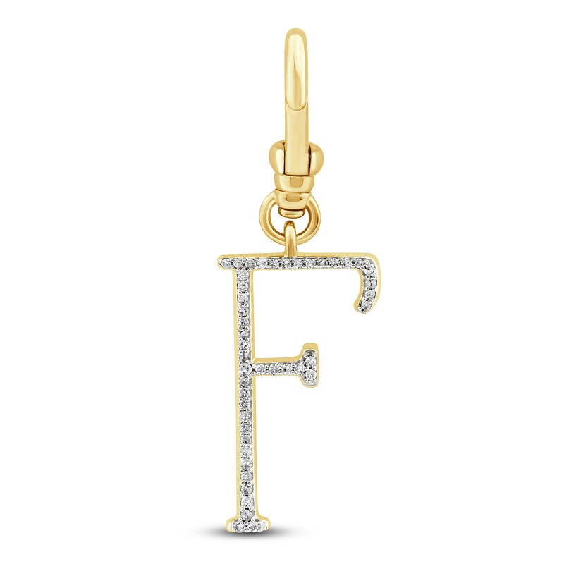 Main Image 1 of Charm'd by Lulu Frost Diamond Letter F Charm 1/15 ct tw Pavé Round 10K Yellow Gold