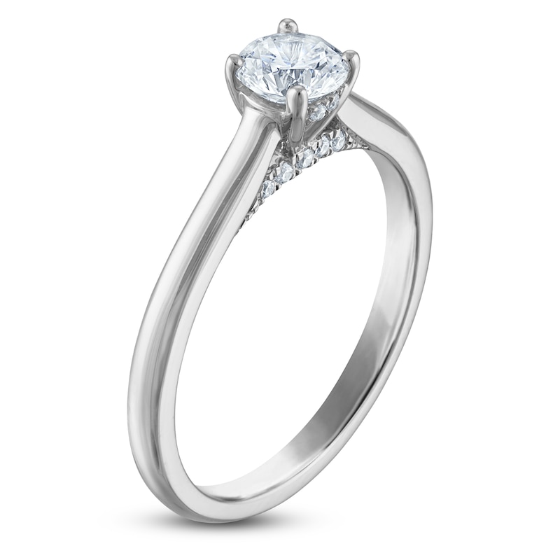 Main Image 2 of Round-Cut Lab-Grown Diamond Solitaire Plus Engagement Ring 1/2 ct tw Platinum (VS2/F)