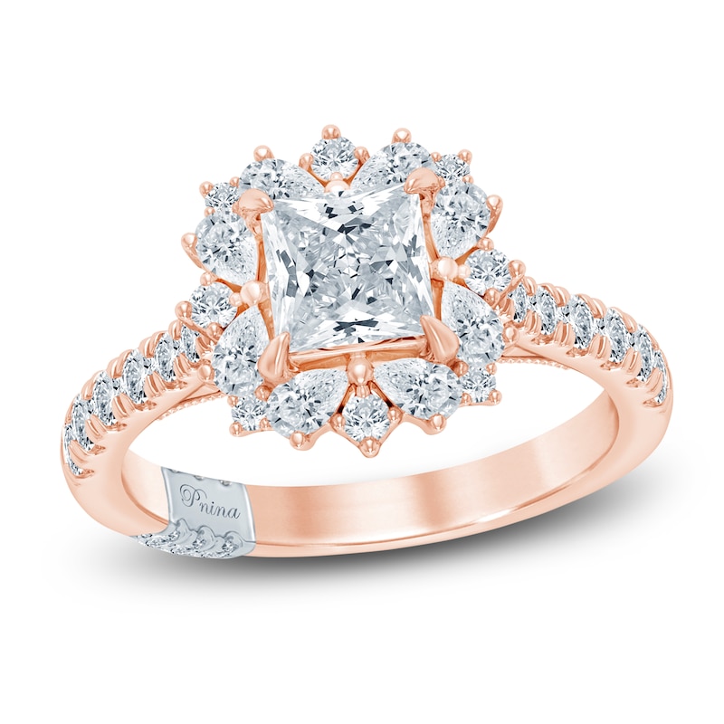 Main Image 1 of Pnina Tornai Princess-Cut Lab-Grown Diamond Halo Engagement Ring 1-3/4 ct tw 14K Rose Gold