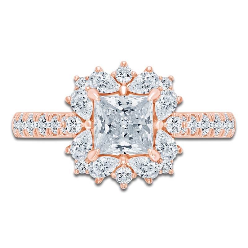 Main Image 3 of Pnina Tornai Princess-Cut Lab-Grown Diamond Halo Engagement Ring 1-3/4 ct tw 14K Rose Gold