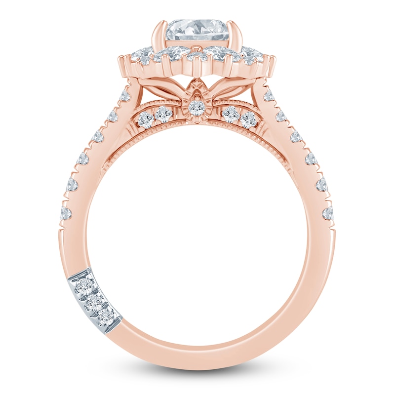 Main Image 4 of Pnina Tornai Princess-Cut Lab-Grown Diamond Halo Engagement Ring 1-3/4 ct tw 14K Rose Gold