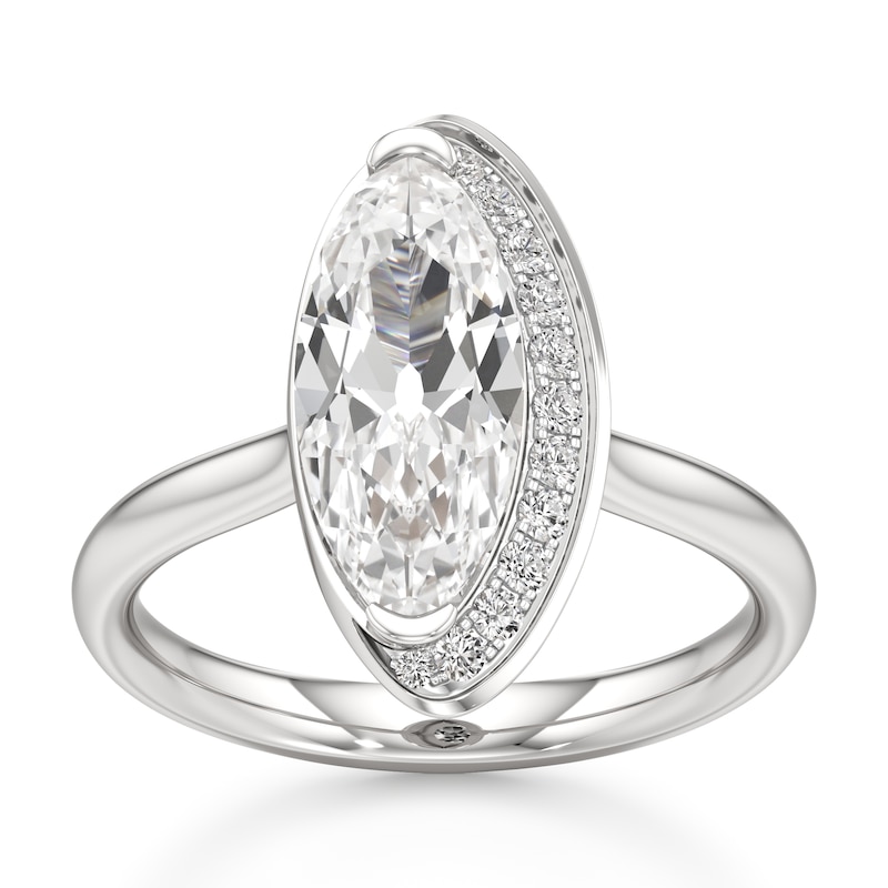 Main Image 1 of J'Lure Moval Old-Cut Lab-Grown Diamond Half-Halo Engagement Ring 2 ct tw 18K White Gold