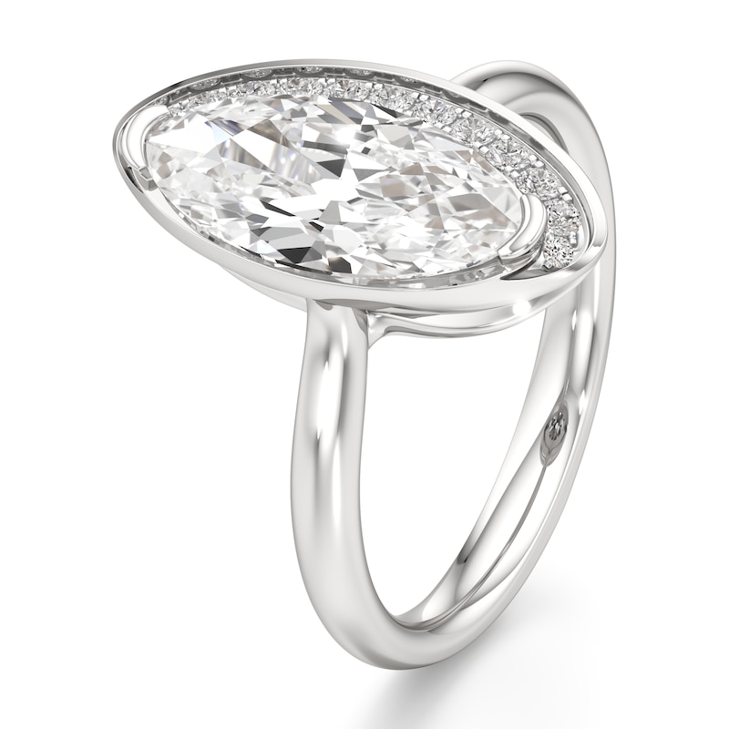 Main Image 4 of J'Lure Moval Old-Cut Lab-Grown Diamond Half-Halo Engagement Ring 2 ct tw 18K White Gold