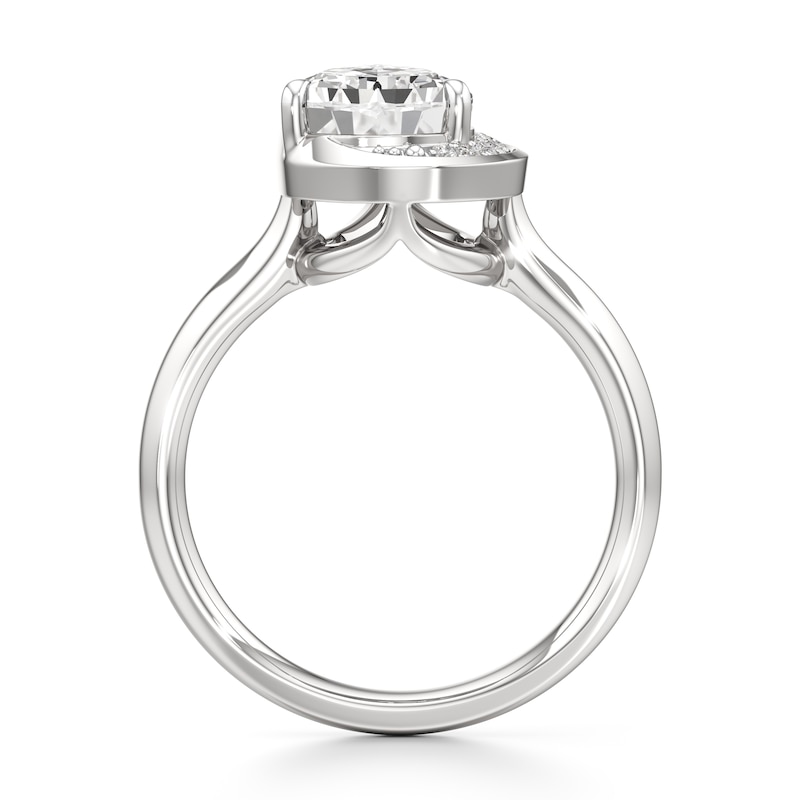 Main Image 2 of J'Lure Pear Step-Cut Lab-Grown Diamond Half-Halo Engagement Ring 3 ct tw 18K White Gold