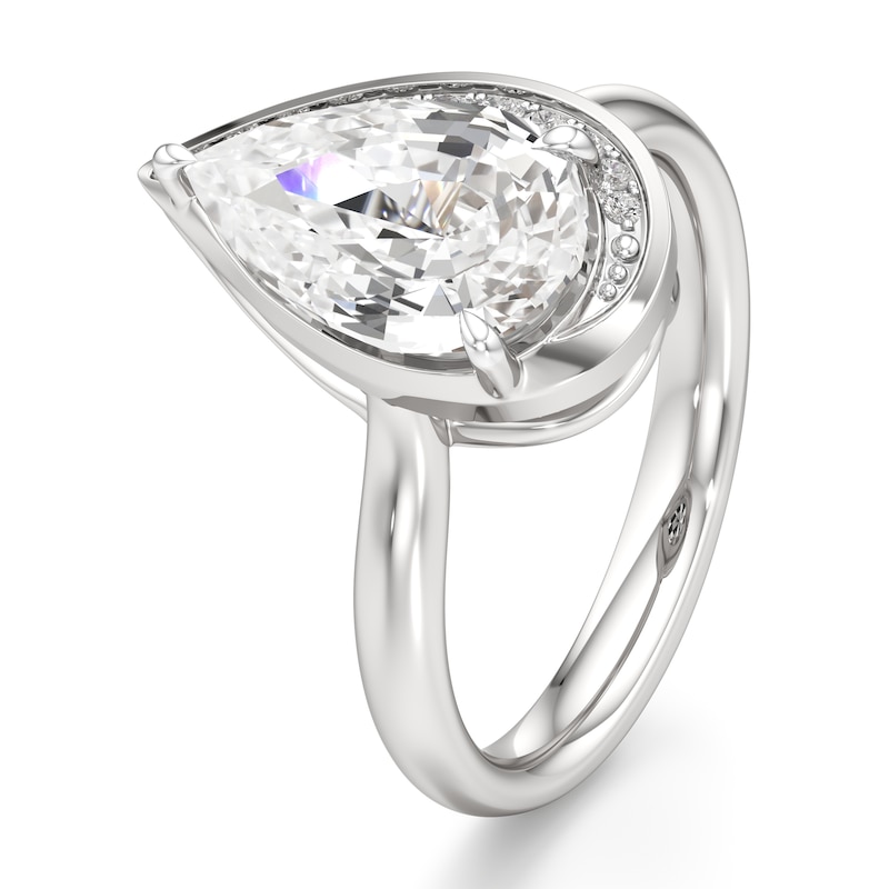 Main Image 4 of J'Lure Pear Step-Cut Lab-Grown Diamond Half-Halo Engagement Ring 3 ct tw 18K White Gold