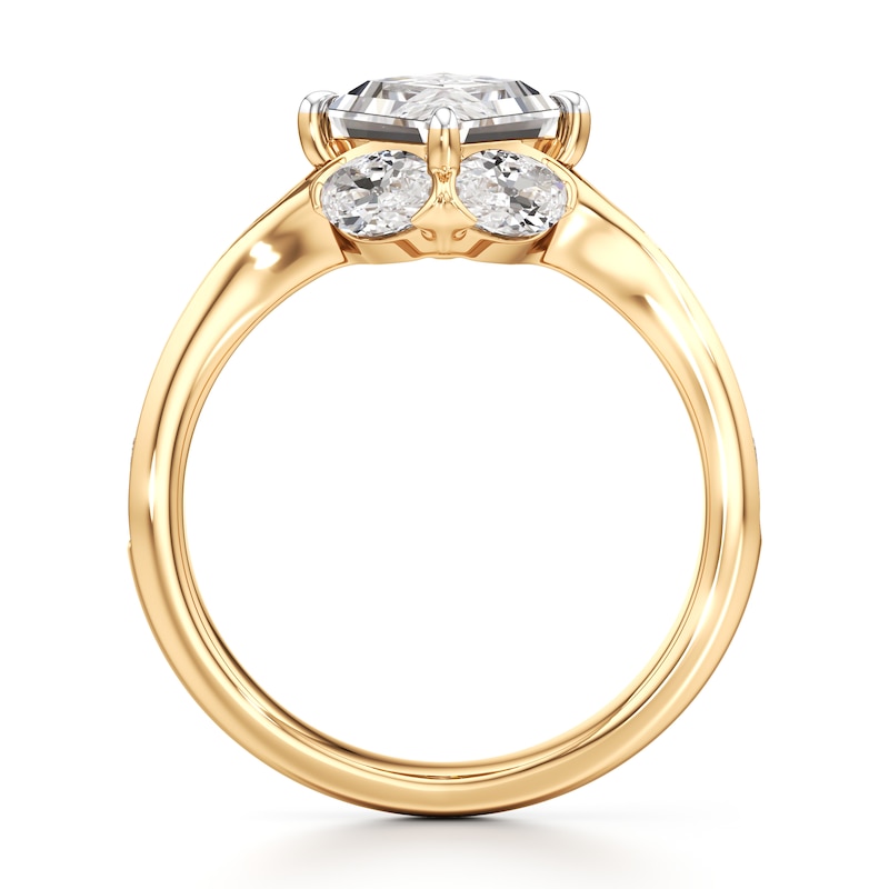 Main Image 2 of J'Lure Lozenge Step-Cut Lab-Grown Diamond Engagement Ring 3-1/4 ct tw 18K Yellow Gold