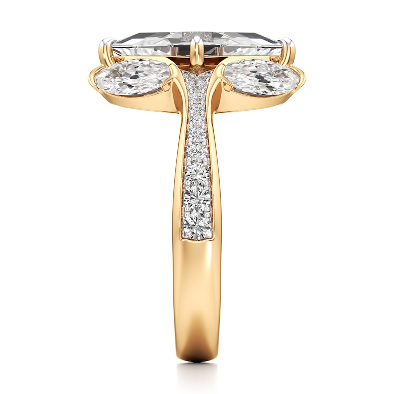 Main Image 3 of J'Lure Lozenge Step-Cut Lab-Grown Diamond Engagement Ring 3-1/4 ct tw 18K Yellow Gold