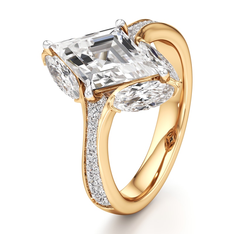 Main Image 4 of J'Lure Lozenge Step-Cut Lab-Grown Diamond Engagement Ring 3-1/4 ct tw 18K Yellow Gold