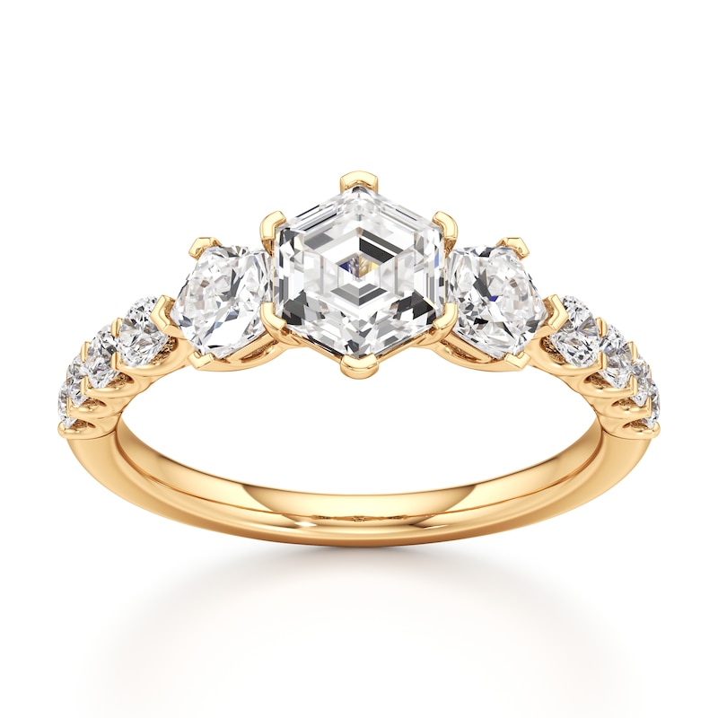 Main Image 1 of J'Lure Hexagon Step-Cut Lab-Grown Diamond Engagement Ring 1-7/8 ct tw 18K Yellow Gold