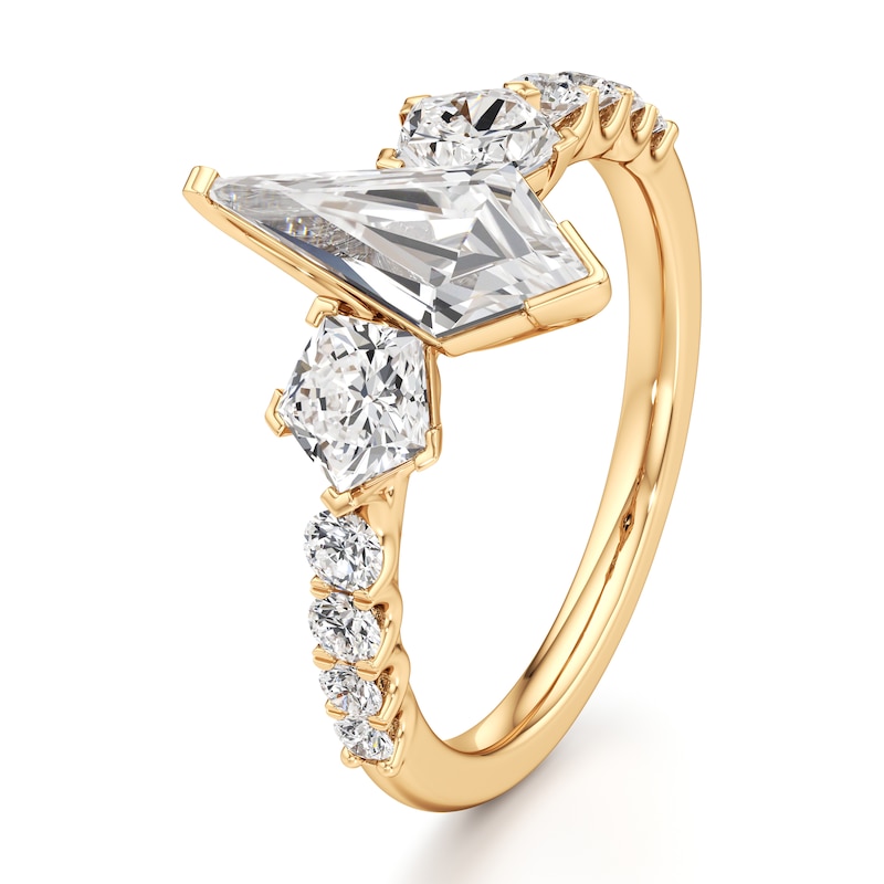 Main Image 4 of J'Lure Kite Step-Cut Lab-Grown Diamond Engagement Ring 2 ct tw 18K Yellow Gold