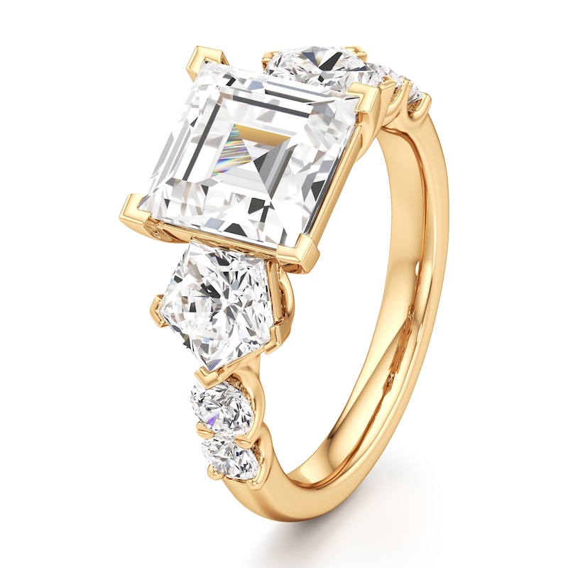 Main Image 4 of J'Lure Carre Step-Cut Lab-Grown Diamond Engagement Ring 4-3/4 ct tw 18K Yellow Gold