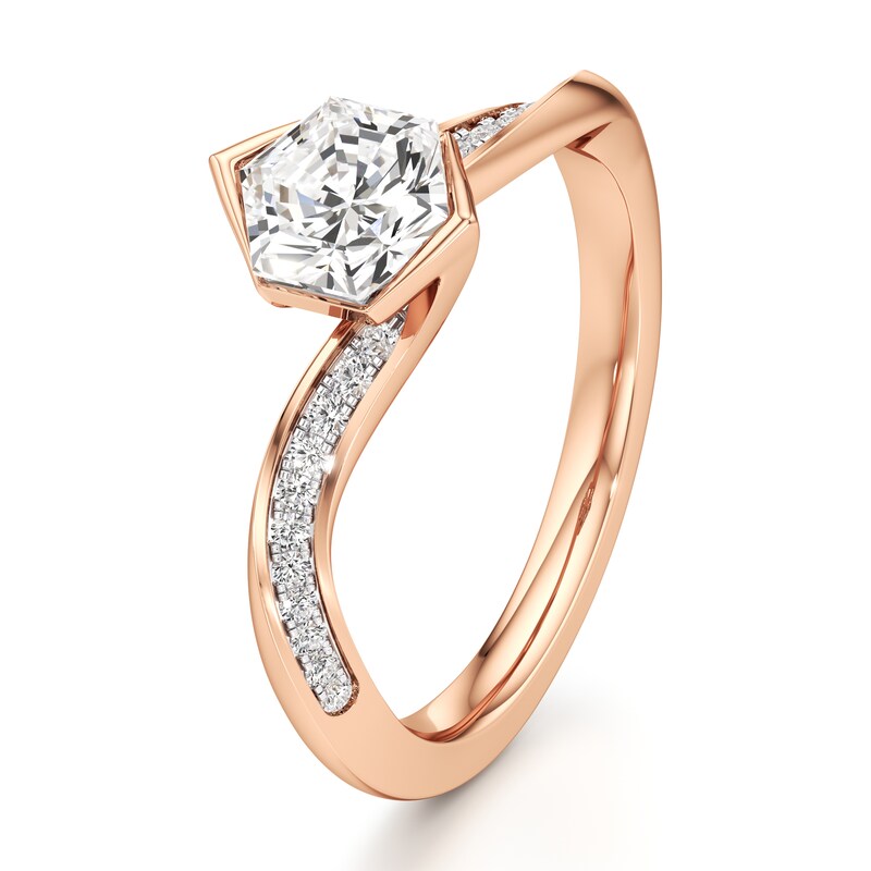 Main Image 4 of J'Lure Hexagon Brilliant-Cut Lab-Grown Diamond Bypass Engagement Ring 1-1/6 ct tw 18K Rose Gold