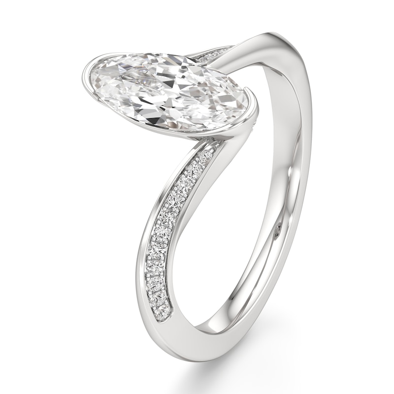 Main Image 4 of J'Lure Moval Old-Cut Lab-Grown Diamond Bypass Engagement Ring 1-1/6 ct tw 18K White Gold