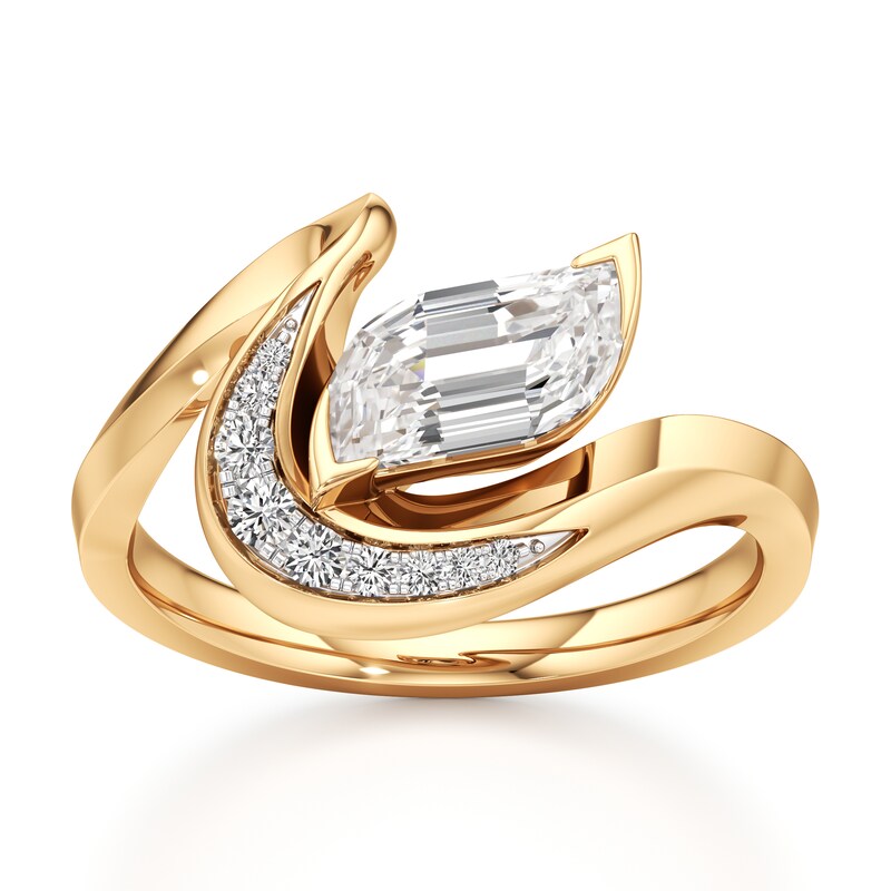 Main Image 1 of J'Lure Leaf Step-Cut Lab-Grown Diamond Engagement Ring 1 ct tw 18K Yellow Gold