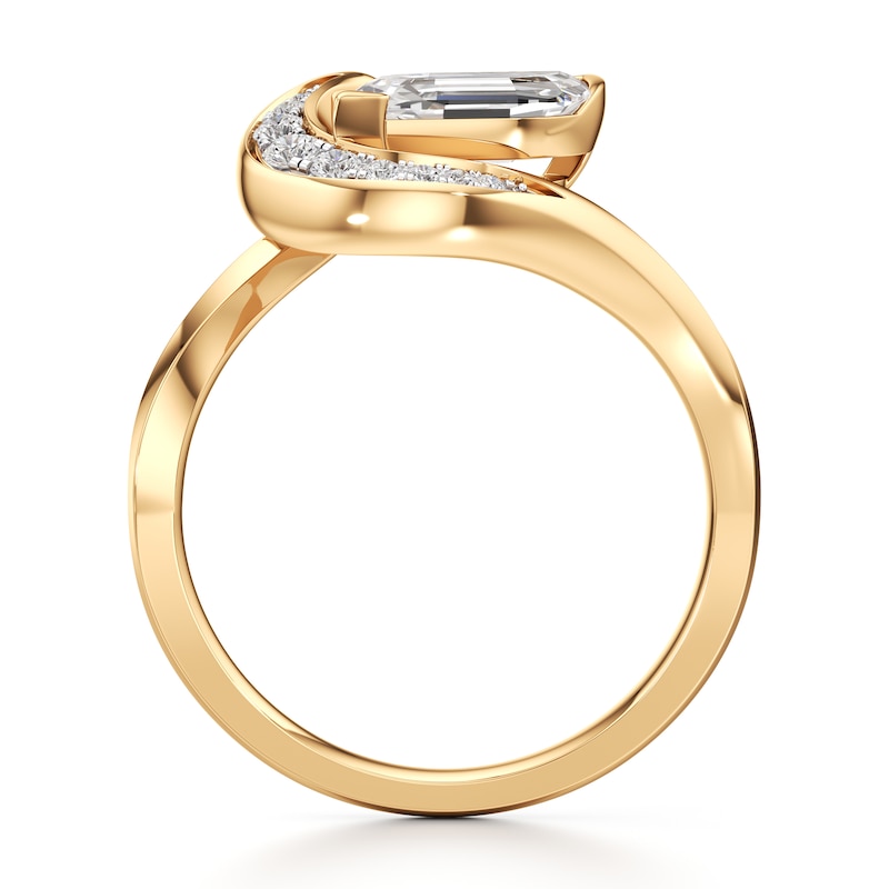 Main Image 2 of J'Lure Leaf Step-Cut Lab-Grown Diamond Engagement Ring 1 ct tw 18K Yellow Gold