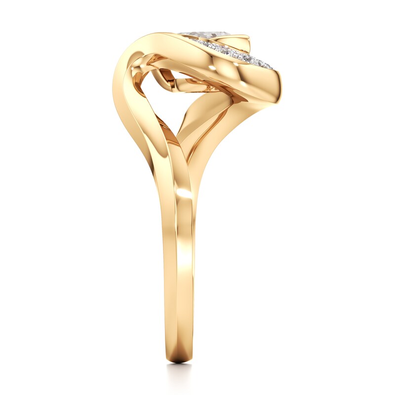 Main Image 3 of J'Lure Leaf Step-Cut Lab-Grown Diamond Engagement Ring 1 ct tw 18K Yellow Gold