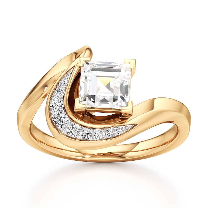 Main Image 1 of J'Lure Carre Step-Cut Lab-Grown Diamond Engagement Ring 1 ct tw 18K Yellow Gold