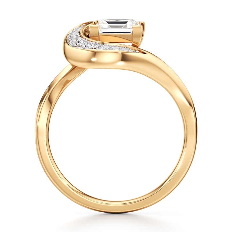 Main Image 2 of J'Lure Carre Step-Cut Lab-Grown Diamond Engagement Ring 1 ct tw 18K Yellow Gold