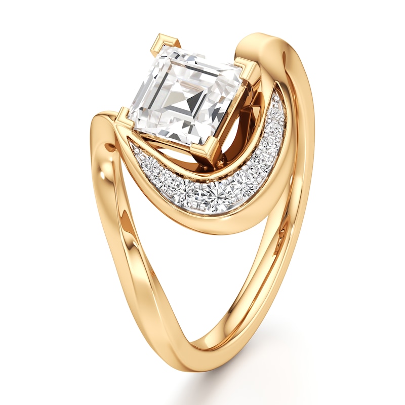 Main Image 4 of J'Lure Carre Step-Cut Lab-Grown Diamond Engagement Ring 1 ct tw 18K Yellow Gold