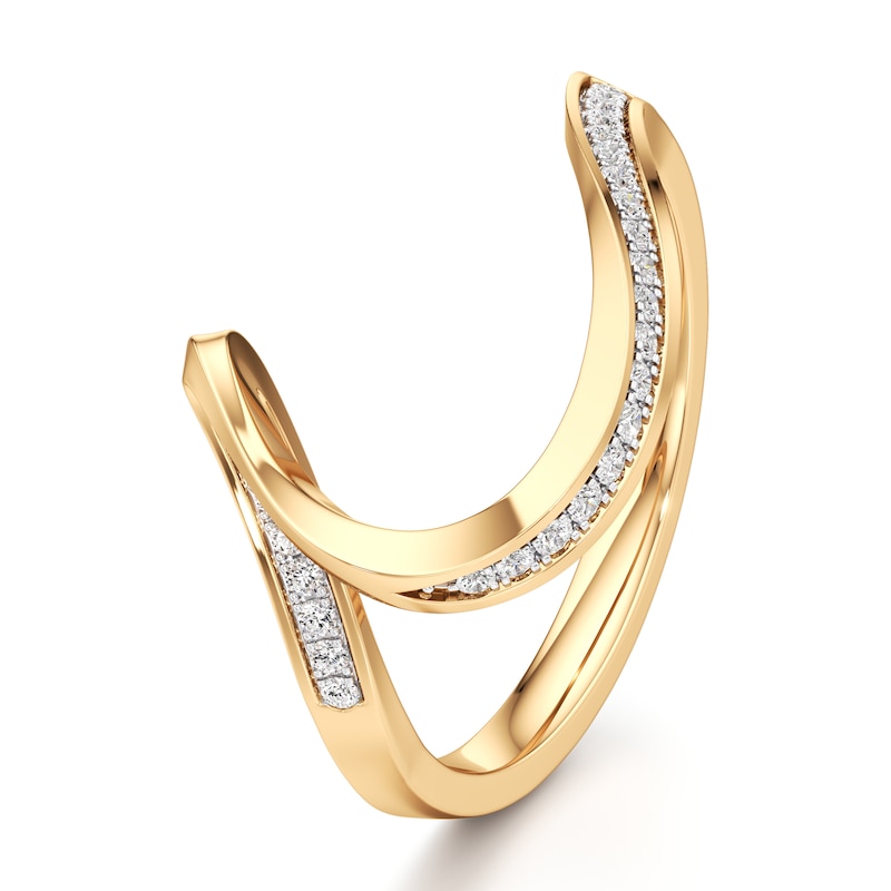 Main Image 4 of J'Lure Lab-Grown Diamond Contour Wedding Band 1/6 ct tw 18K Yellow Gold
