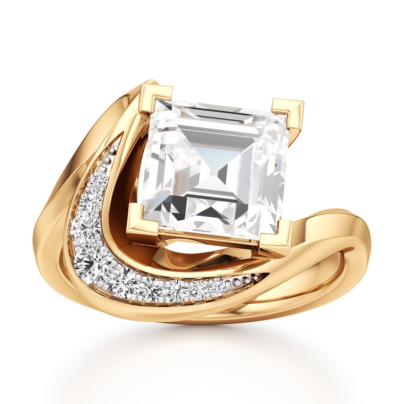 Main Image 1 of J'Lure Carre Step-Cut Lab-Grown Diamond Engagement Ring 3 ct tw 18K Yellow Gold