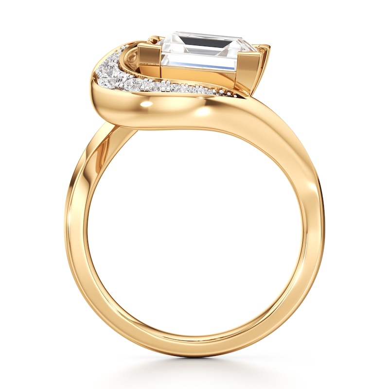 Main Image 2 of J'Lure Carre Step-Cut Lab-Grown Diamond Engagement Ring 3 ct tw 18K Yellow Gold