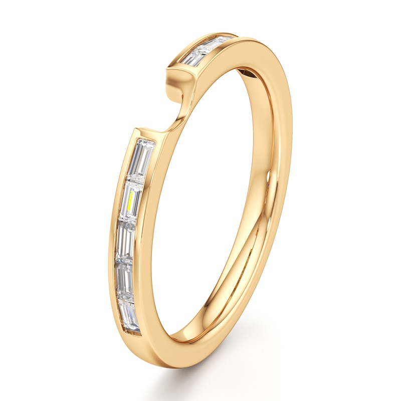 Main Image 4 of J'Lure Baguette-Cut Lab-Grown Diamond Contour Wedding Band 3/8 ct tw 18K Yellow Gold