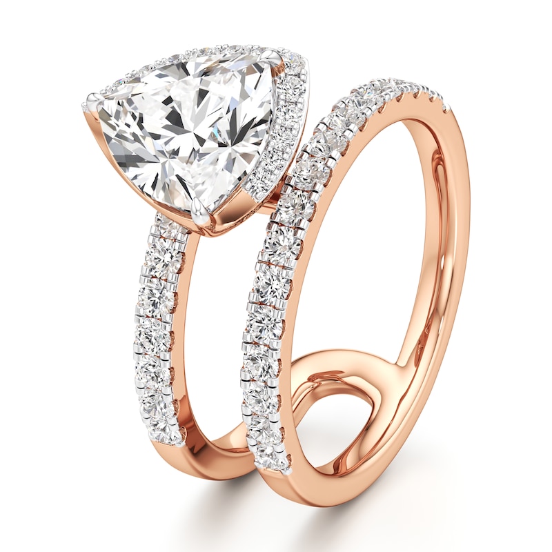 Main Image 4 of J'Lure Trillion Curved Brilliant-Cut Lab-Grown Diamond Spiral Engagement Ring 2-5/8 ct tw 18K Rose Gold