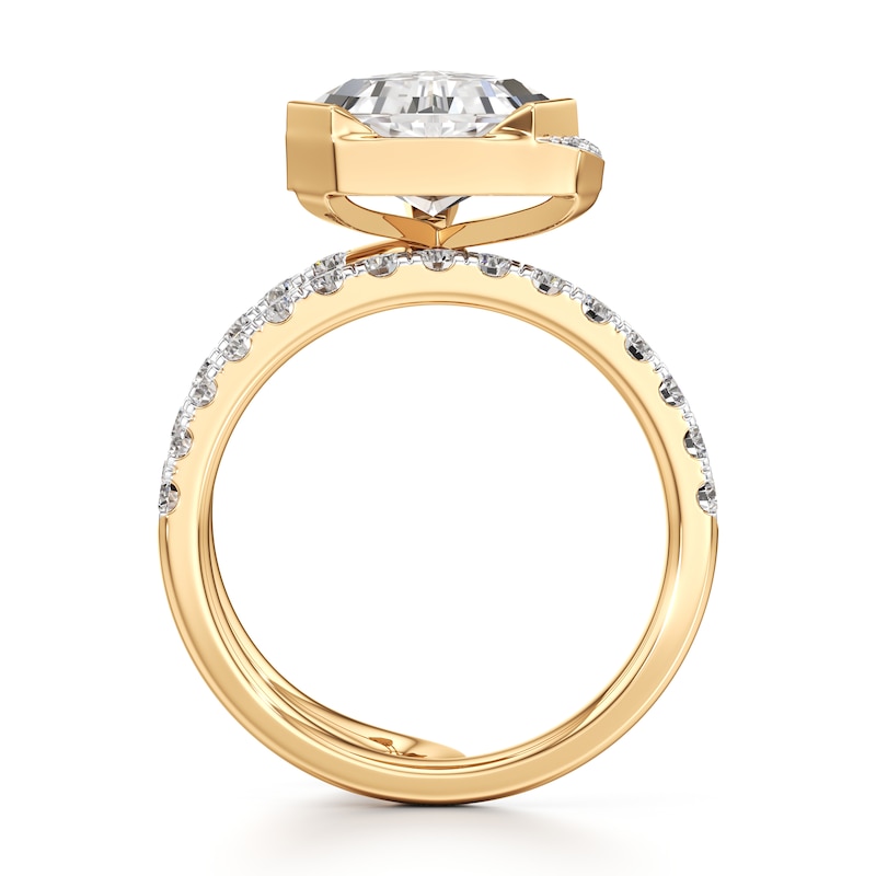 Main Image 2 of J'Lure Shield Step-Cut Lab-Grown Diamond Spiral Engagement Ring 3-7/8 ct tw 18K Yellow Gold