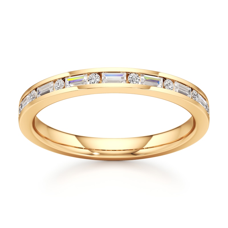 Main Image 1 of J'Lure Baguette & Round-Cut Lab-Grown Diamond Wedding Band 1/3 ct tw 18K Yellow Gold