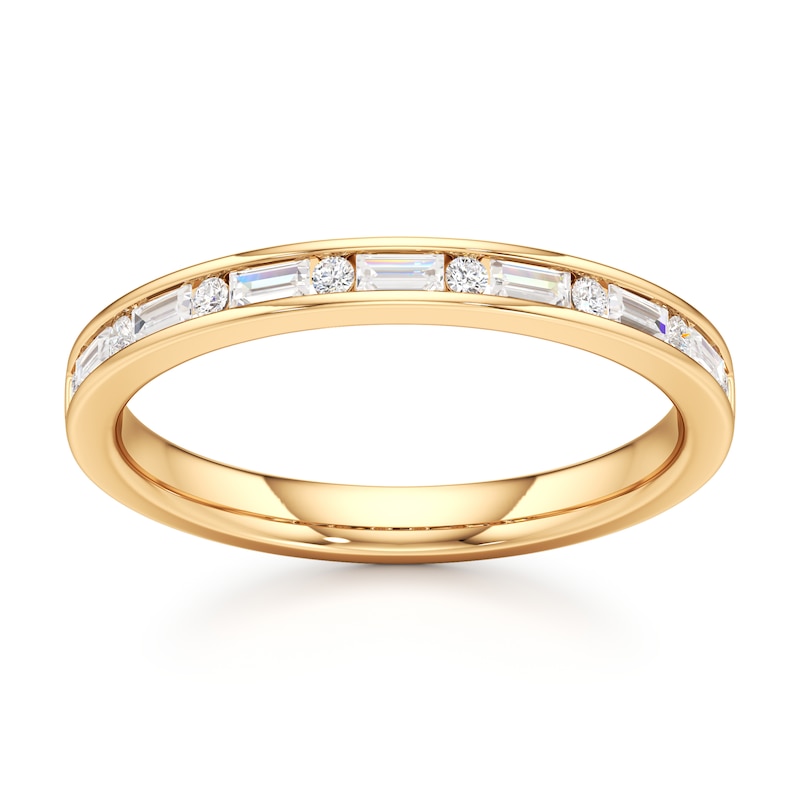 Main Image 1 of J'Lure Baguette & Round-Cut Lab-Grown Diamond Wedding Band 1/3 ct tw 18K Yellow Gold