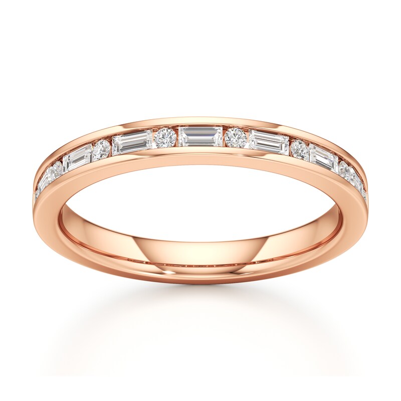Main Image 1 of J'Lure Baguette & Round-Cut Lab-Grown Diamond Wedding Band 3/8 ct tw 18K Rose Gold