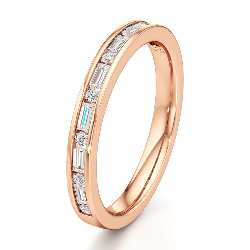 Main Image 4 of J'Lure Baguette & Round-Cut Lab-Grown Diamond Wedding Band 3/8 ct tw 18K Rose Gold