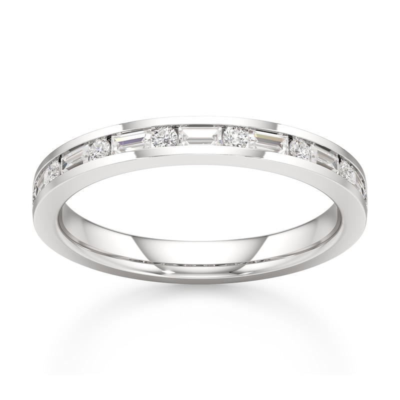 Main Image 1 of J'Lure Baguette & Round-Cut Lab-Grown Diamond Wedding Band 3/8 ct tw 18K White Gold