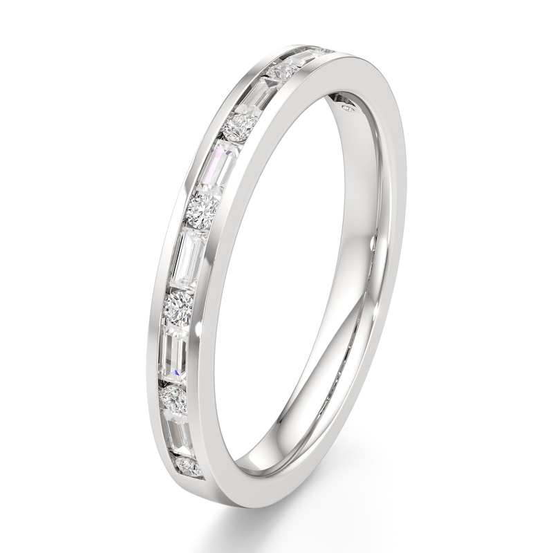 Main Image 4 of J'Lure Baguette & Round-Cut Lab-Grown Diamond Wedding Band 3/8 ct tw 18K White Gold
