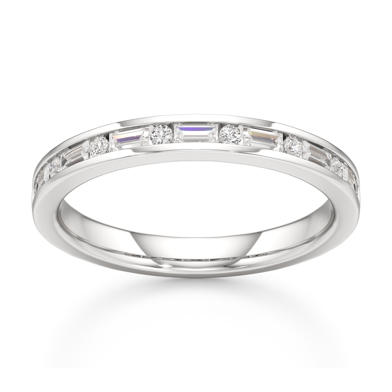 Main Image 1 of J'Lure Baguette & Round-Cut Lab-Grown Diamond Wedding Band 3/8 ct tw 18K White Gold