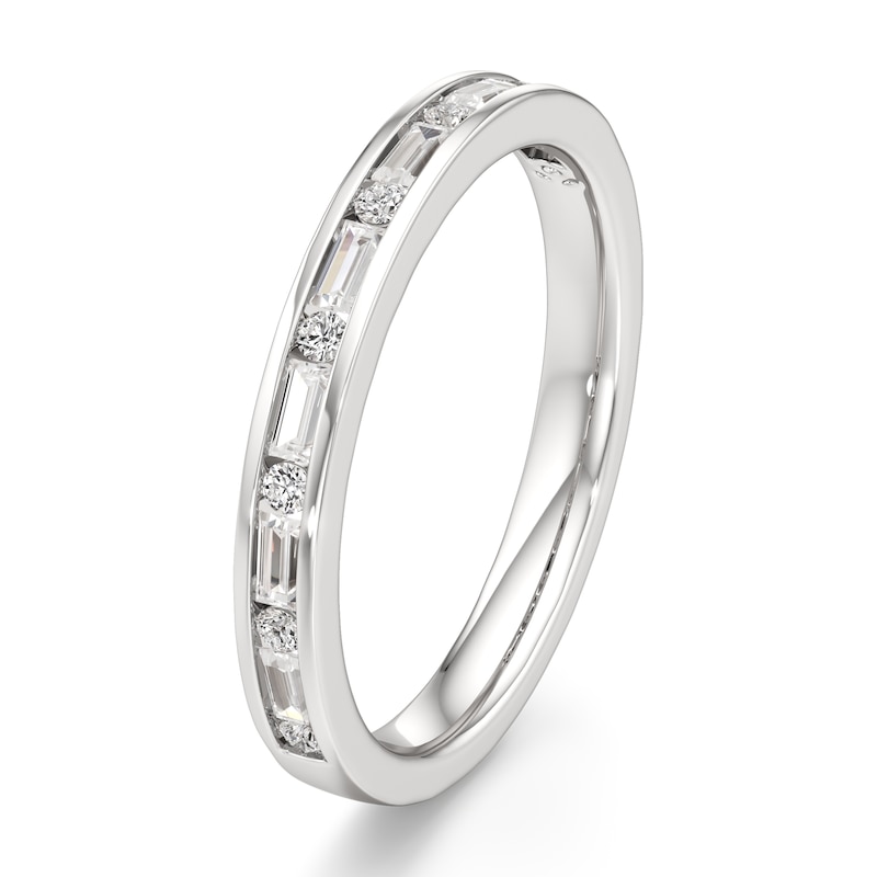 Main Image 4 of J'Lure Baguette & Round-Cut Lab-Grown Diamond Wedding Band 3/8 ct tw 18K White Gold