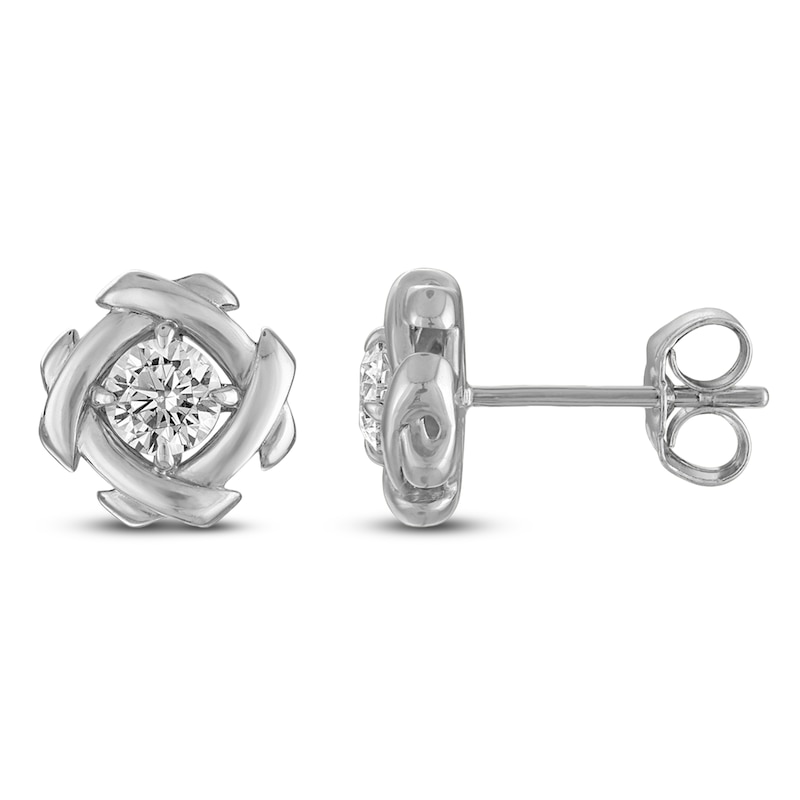 Main Image 1 of Unspoken Diamond Solitaire Stud Earrings 1/2 ct tw 14K White Gold (I1/I)