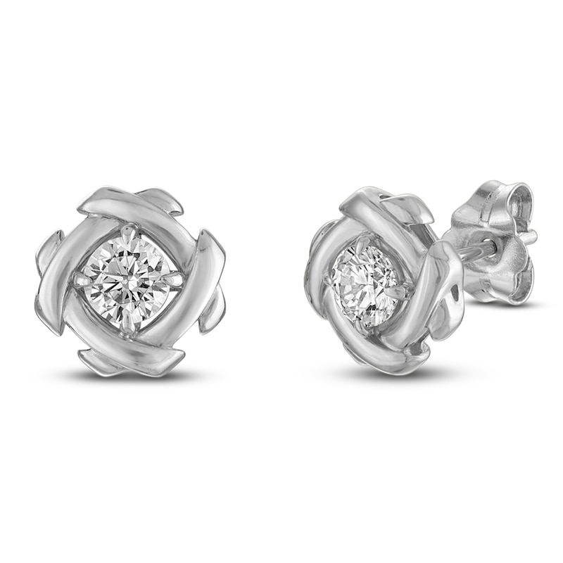 Main Image 2 of Unspoken Diamond Solitaire Stud Earrings 1/2 ct tw 14K White Gold (I1/I)