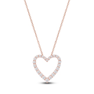 Jared Signature Lab-Grown Diamond Graduated Open-Heart Necklace 1 ct tw 14K Rose Gold 18"