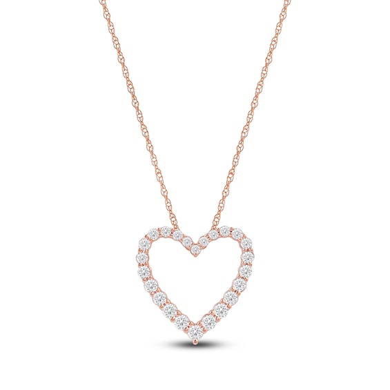 Jared Signature Lab-Grown Diamond Graduated Open-Heart Necklace 1 ct tw 14K Rose Gold 18"