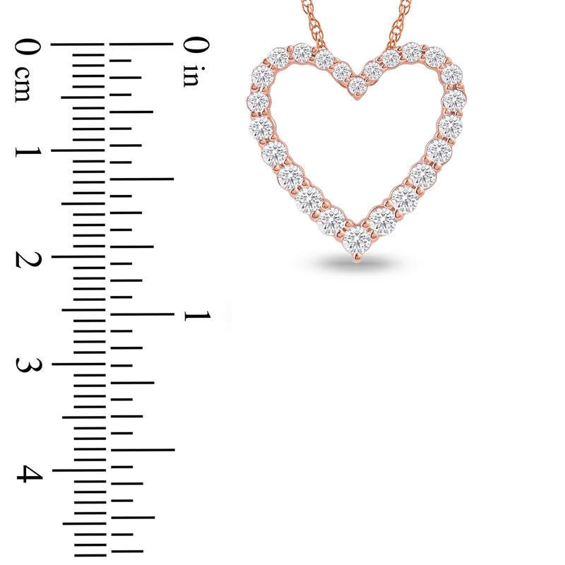 Main Image 4 of Lab-Grown Diamond Graduated Open-Heart Necklace 1 ct tw 14K Rose Gold 18"