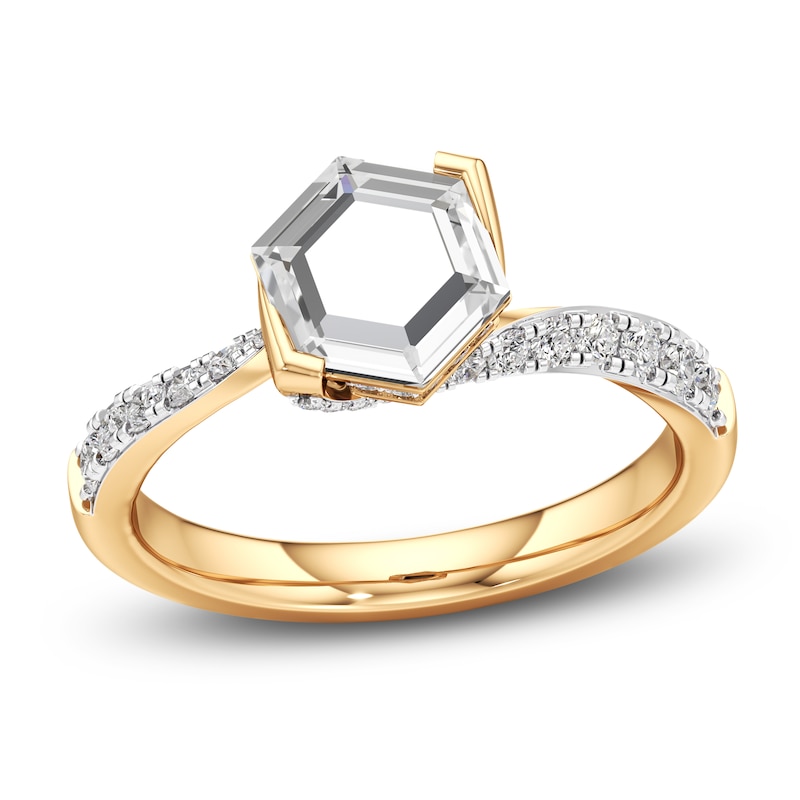 Main Image 1 of J'Lure Hexagon Portrait-Cut Lab-Grown Diamond Engagement Ring 1-3/8 ct tw 18K Yellow Gold