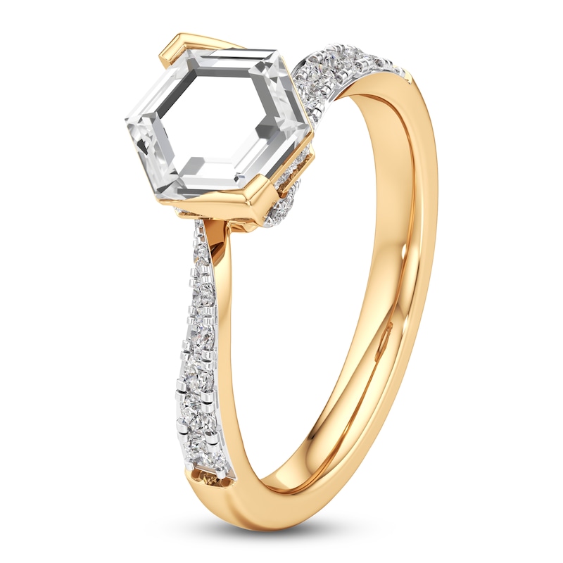 Main Image 2 of J'Lure Hexagon Portrait-Cut Lab-Grown Diamond Engagement Ring 1-3/8 ct tw 18K Yellow Gold