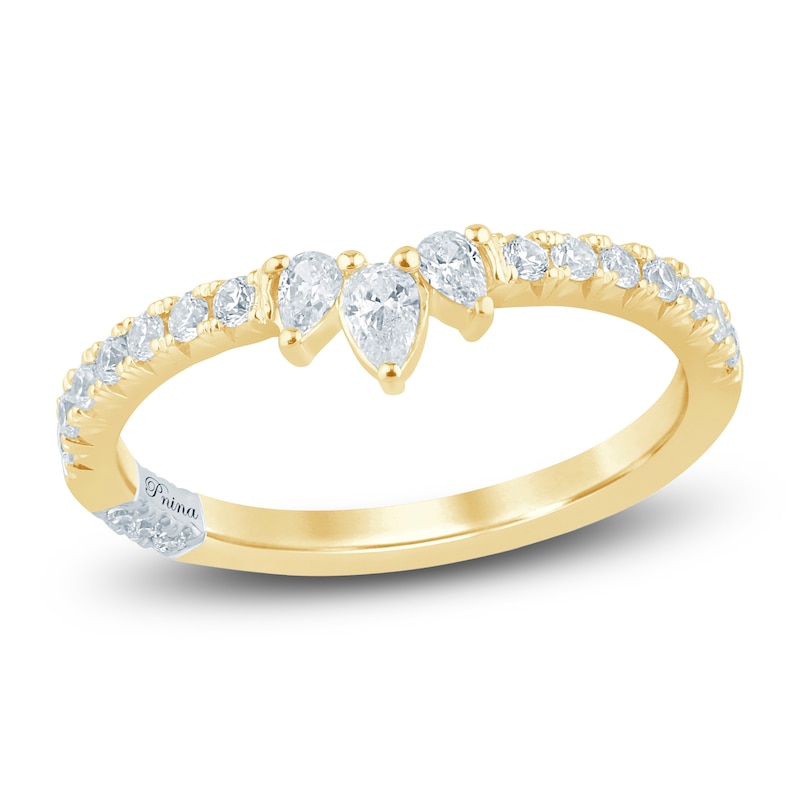 Main Image 1 of Pnina Tornai Pear-Shaped & Round-Cut Diamond Contour Anniversary Ring 3/8 ct tw 14K Yellow Gold